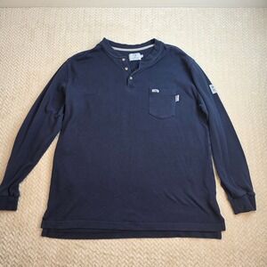 Tyndale FRMC Mens XL Navy Blue Flame Resistant Henley Shirt Arc Rated CAT 2 USA